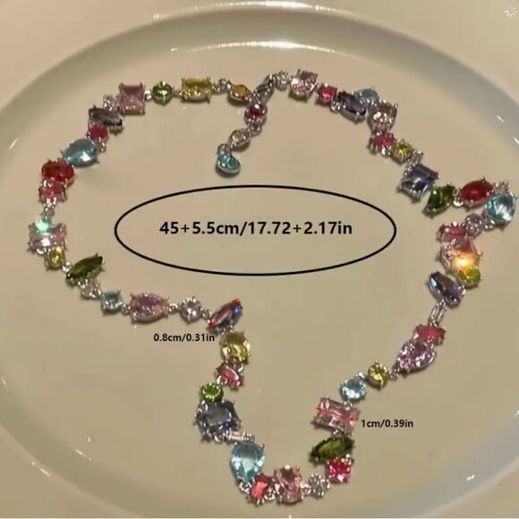 🌺 NEW Stunning multicolored crystal sparkling necklace 🌺 - Picture 3 of 3